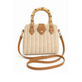 Cartera mimbre bambú crema