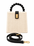 Cartera mimbre bolas negras/ hueso