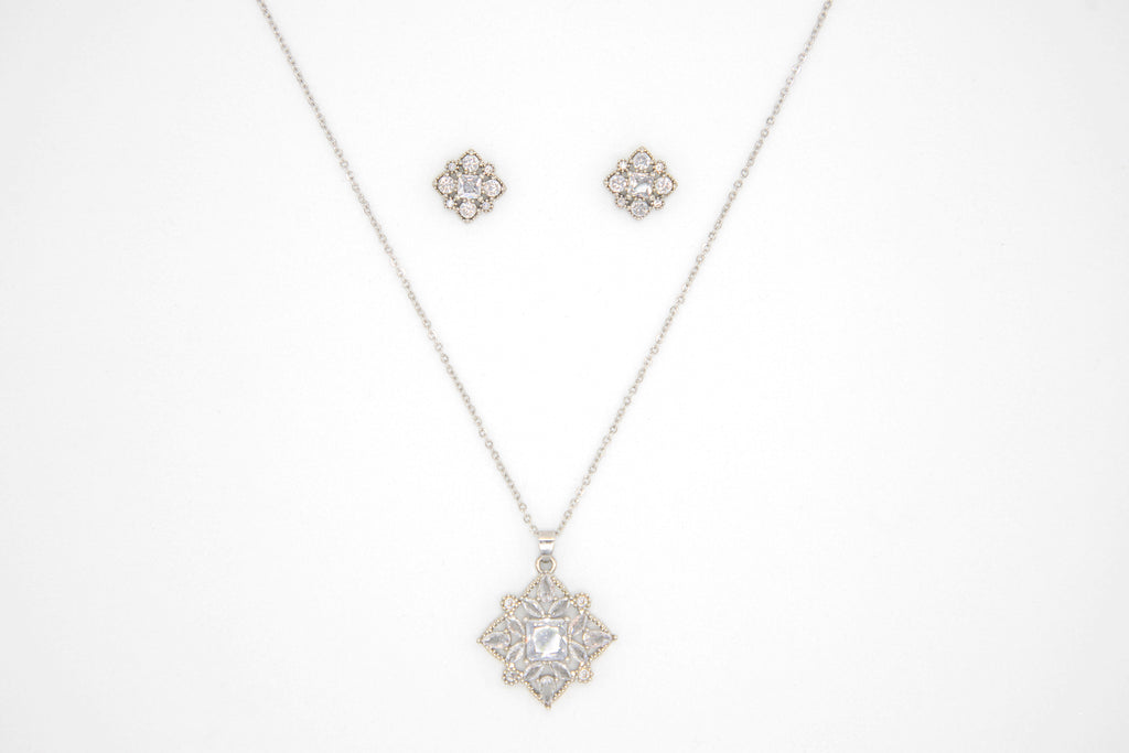 Cadena + arete gold filled diamante