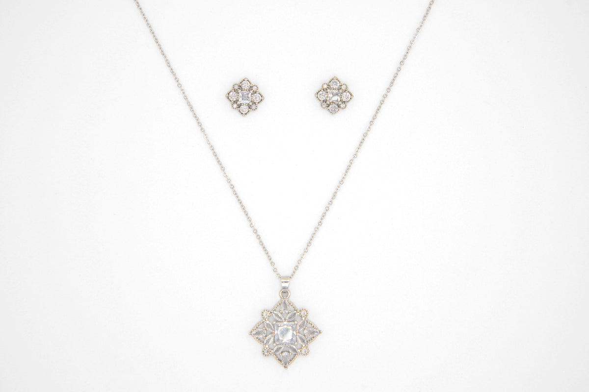 Cadena + arete gold filled diamante