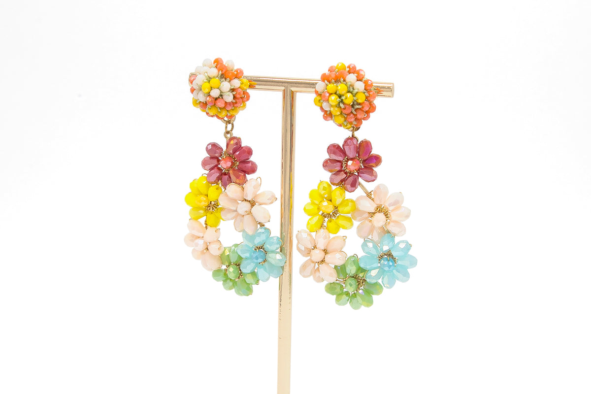 Aretes 6 flores 22A521 multicolor claro