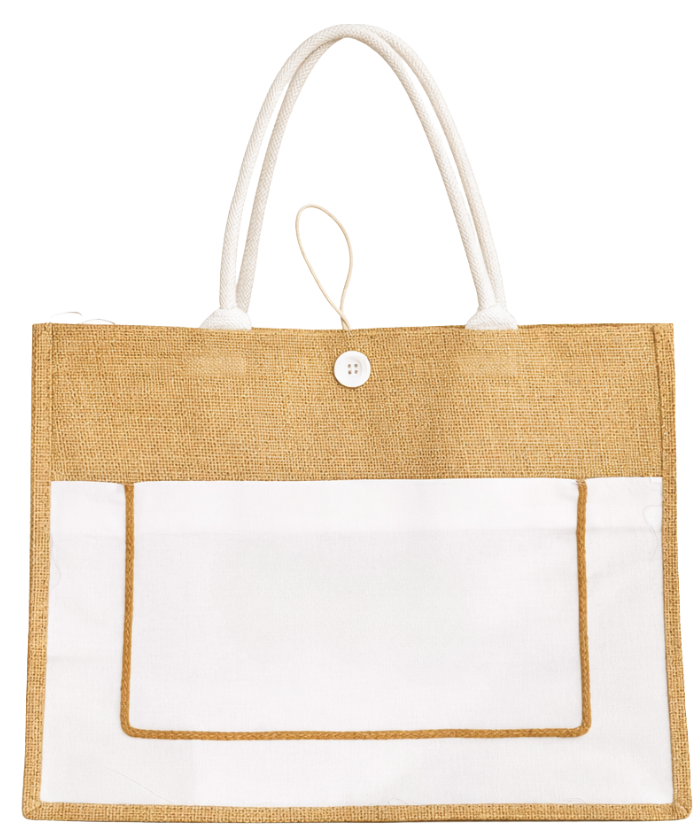 Bolso yute boton blanco
