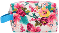 Bolso maquillaje asa azul / flor rosada