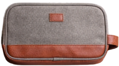 Neceser tela/leather gris claro